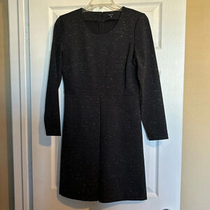 Madewell Gia women’s navy blue marbled concept long sleeve dress size 8